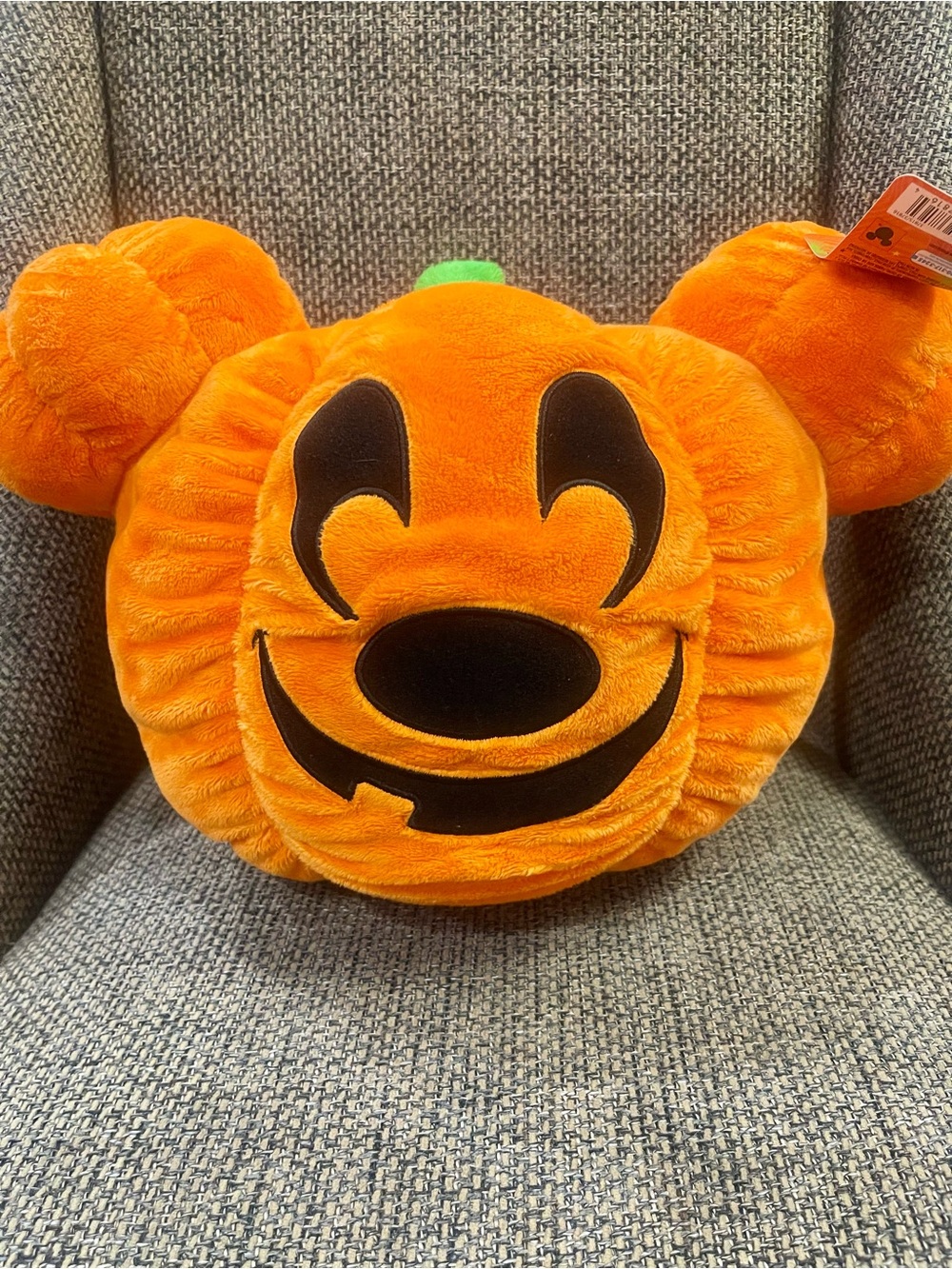NEW Disney Mickey Mouse Halloween Pumpkin Head Plush Decor Size 12x12